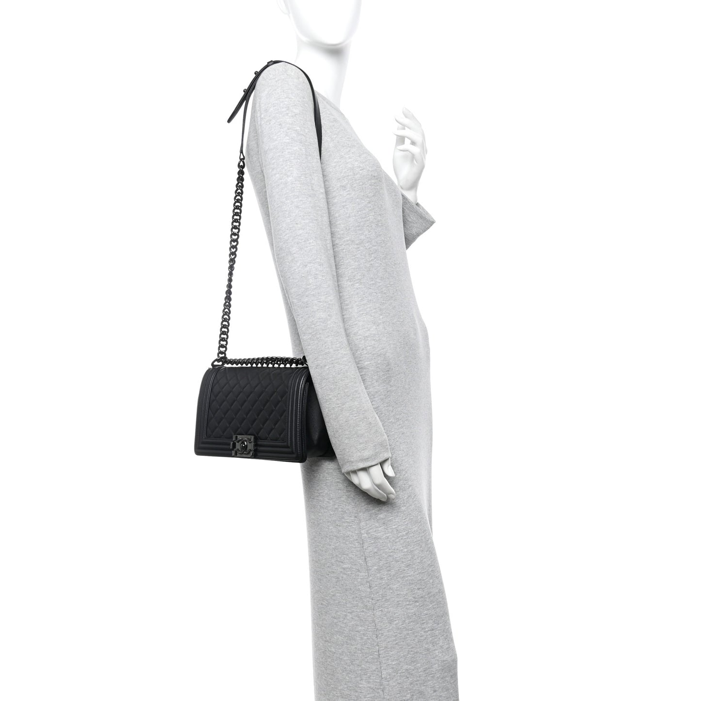 Calfskin Quilted Medium Boy Flap So Black