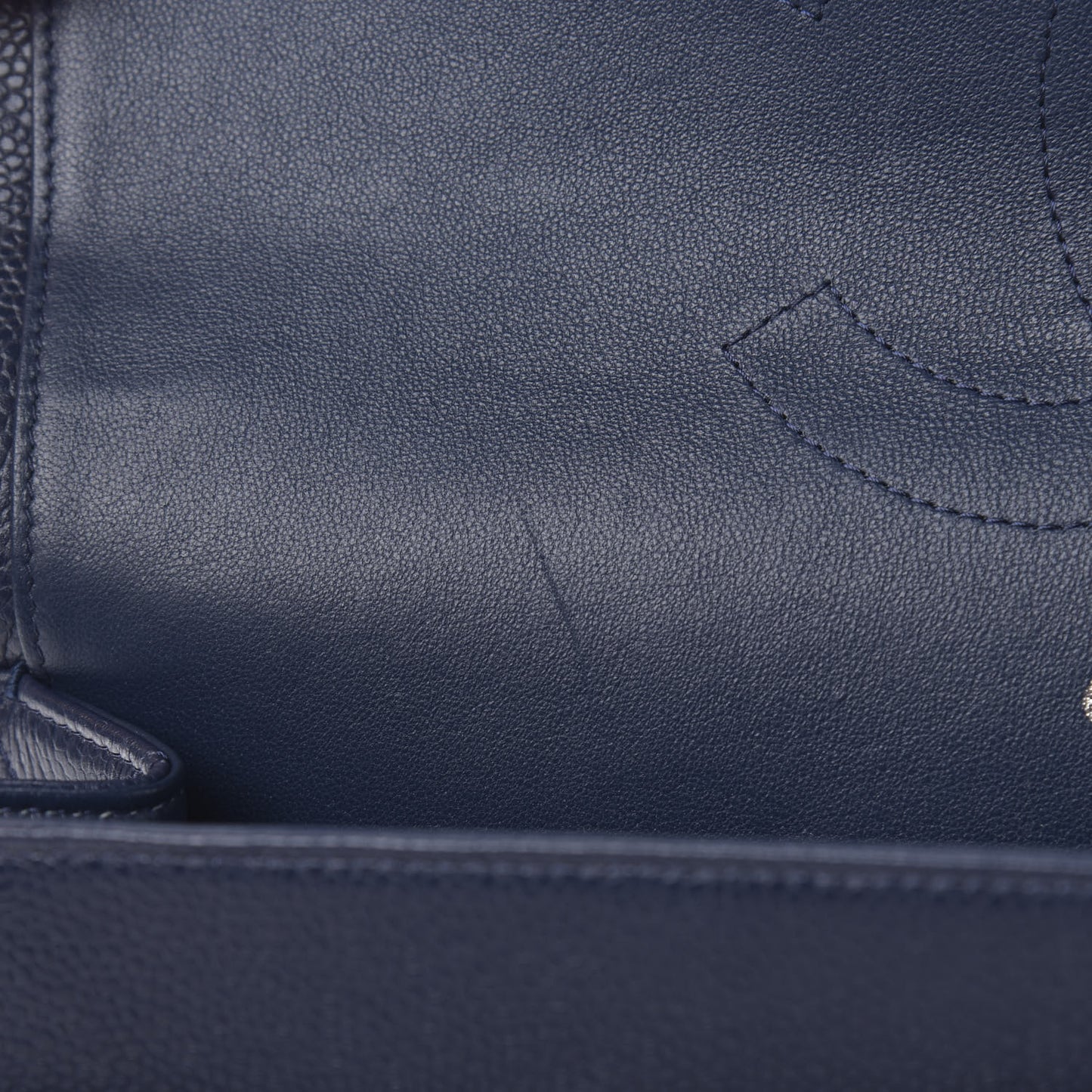 Caviar Quilted Jumbo Double Flap Navy Blue