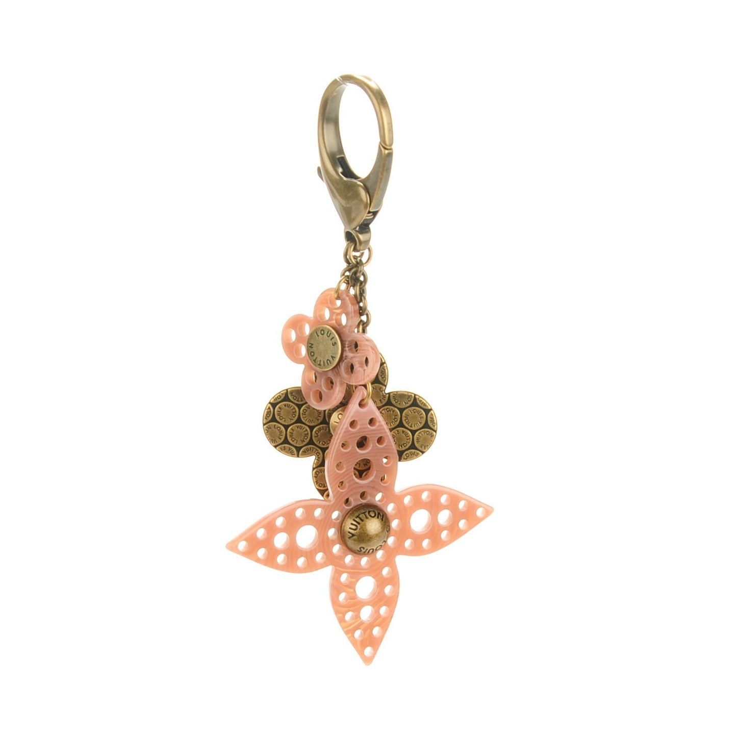 Antiqued Brass and Resin Rock Flower Bag Charm