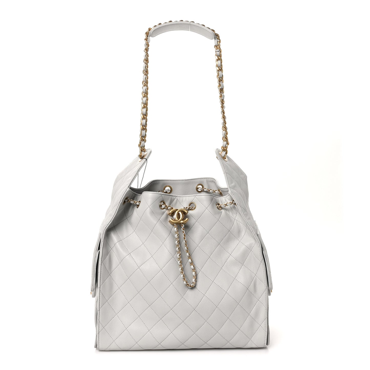 Caviar Quilted Medium Chanel 25 Handbag Light Gray