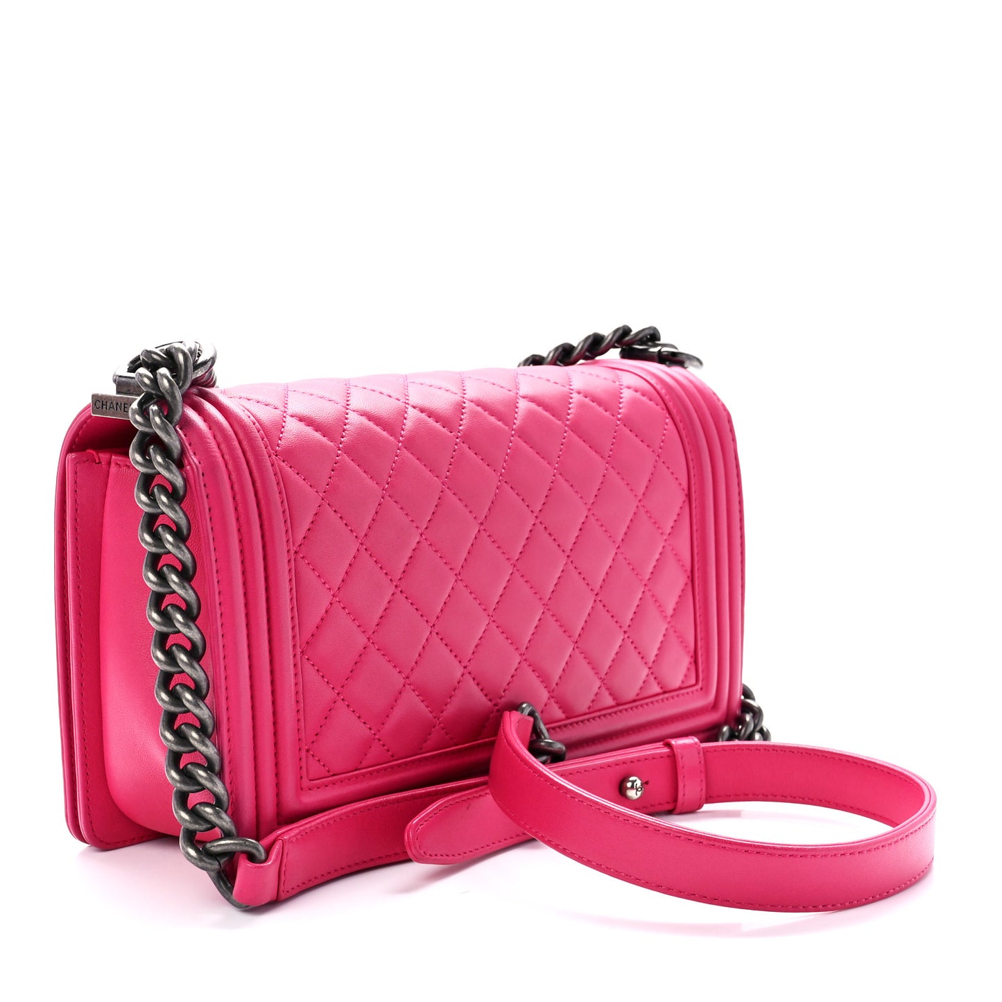 Lambskin Quilted Medium Boy Flap Pink