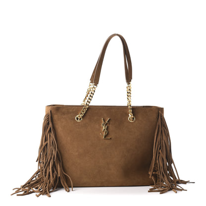 Saint Laurent Suede Fringe Monogram Shopping Tote Light Ochre 1 of 8