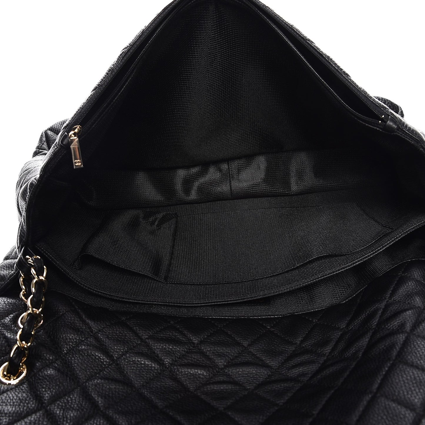 Calfskin Quilted XXL Travel Flap Bag Black