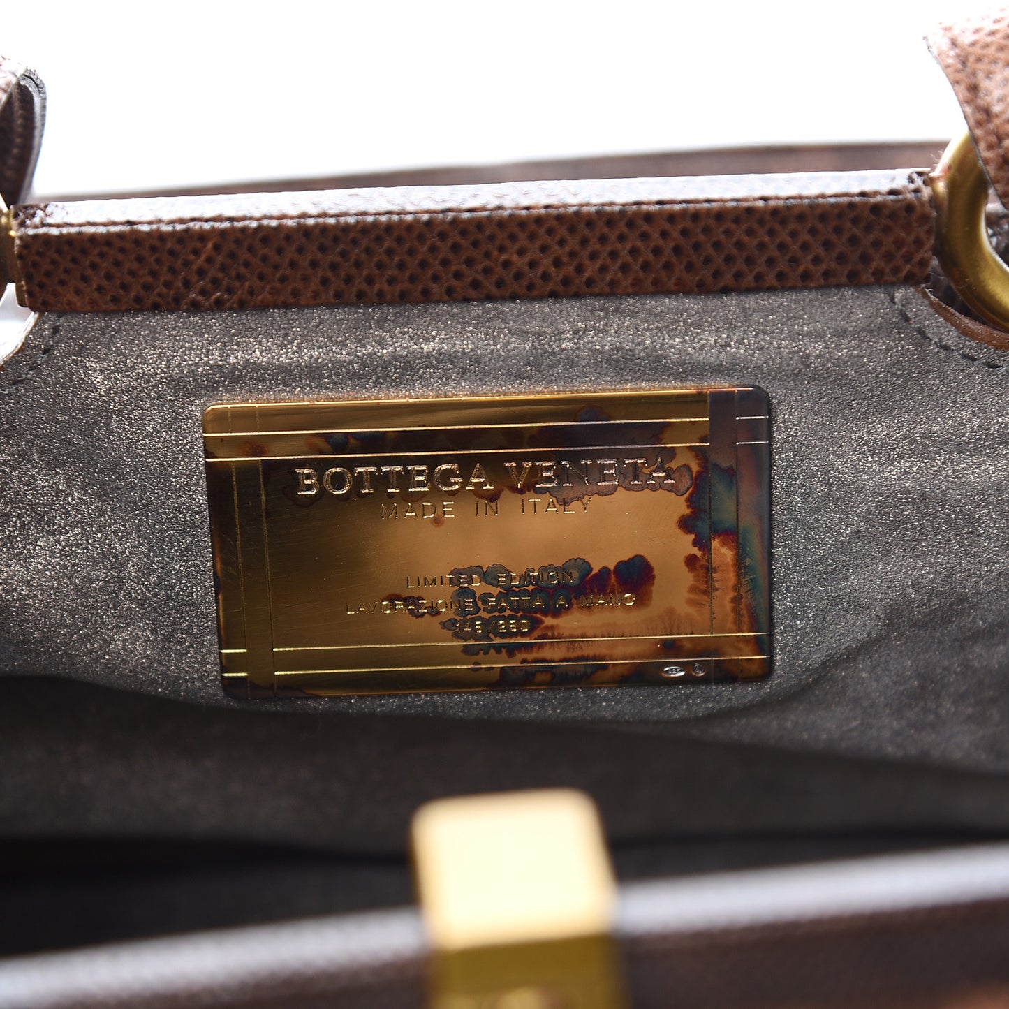 Woven Snakeskin Frame Bag Brown