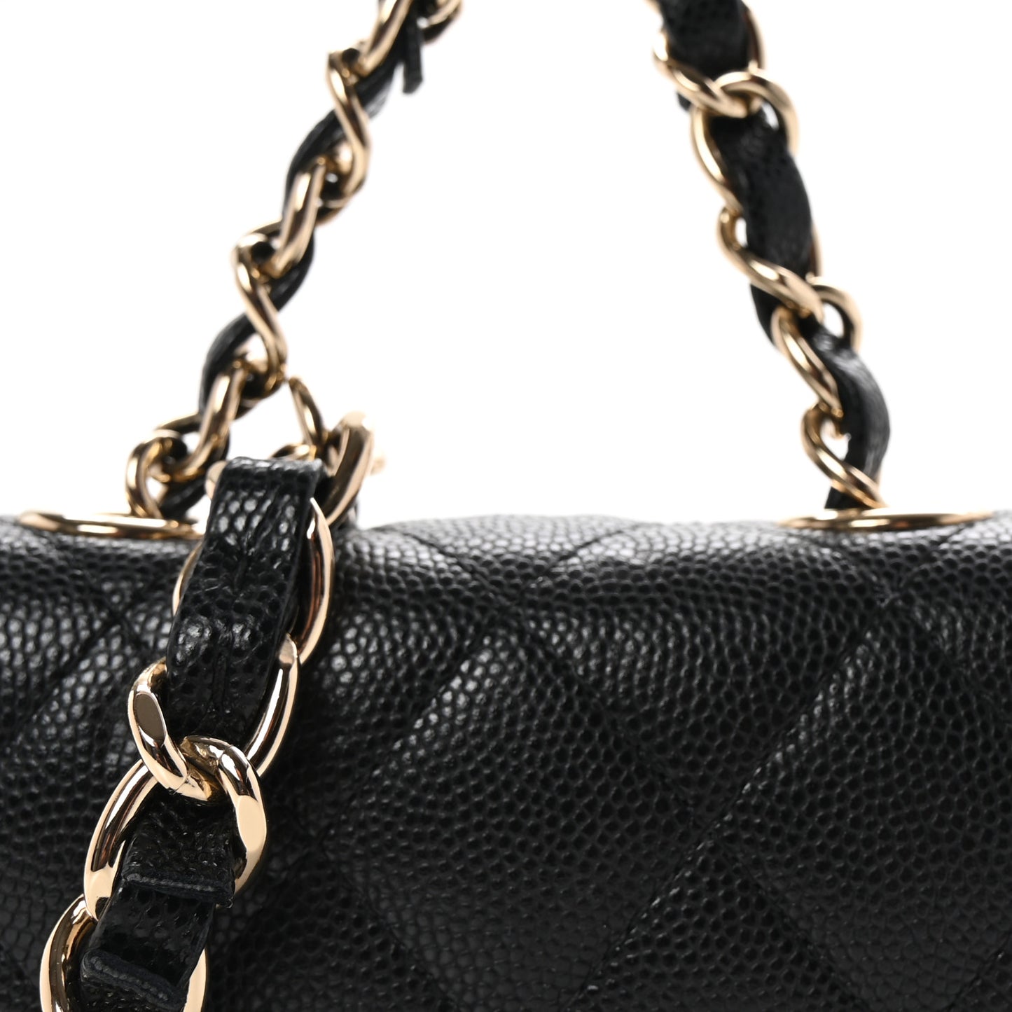 Caviar Quilted Mini Chain Belt Bag Black