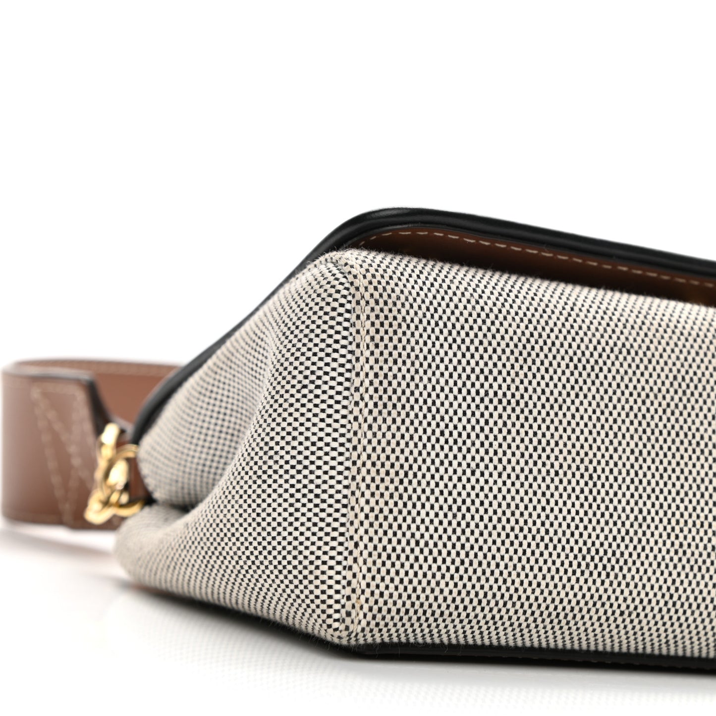 Cotton Canvas Horseferry Print Small Crossbody Bag Grey Tan