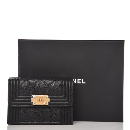 Chanel Caviar Quilted Small Boy Flap Wallet Black 9 of 9