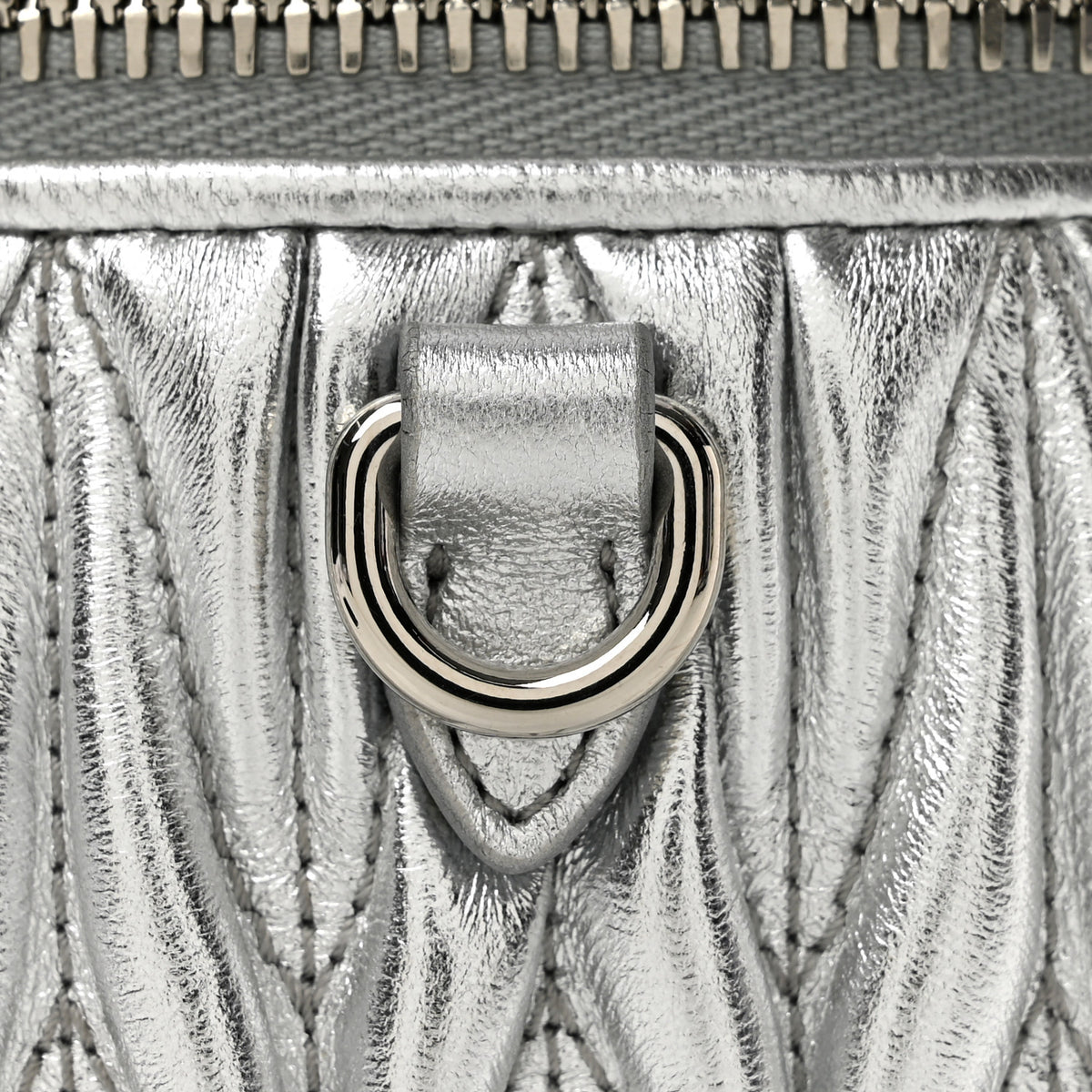 Miu Miu Metallic  Nappa Matelasse Micro Vanity Case Silver 13 of 13