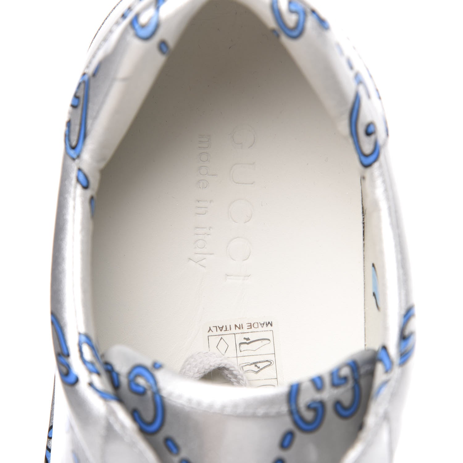 Gucci Miro Rubber Wax GucciGhost Print Mens New Ace Sneakers 7 Silver 8 of 10