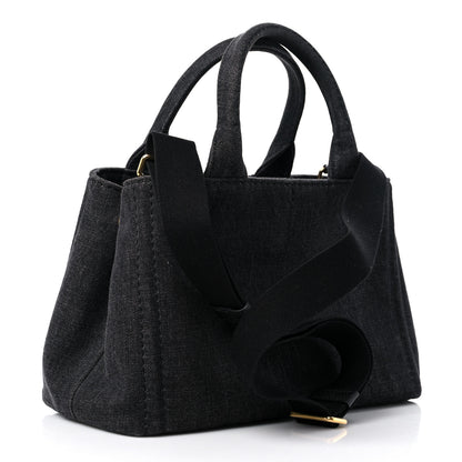 Prada Denim Small Logo Tote Black 3 of 8