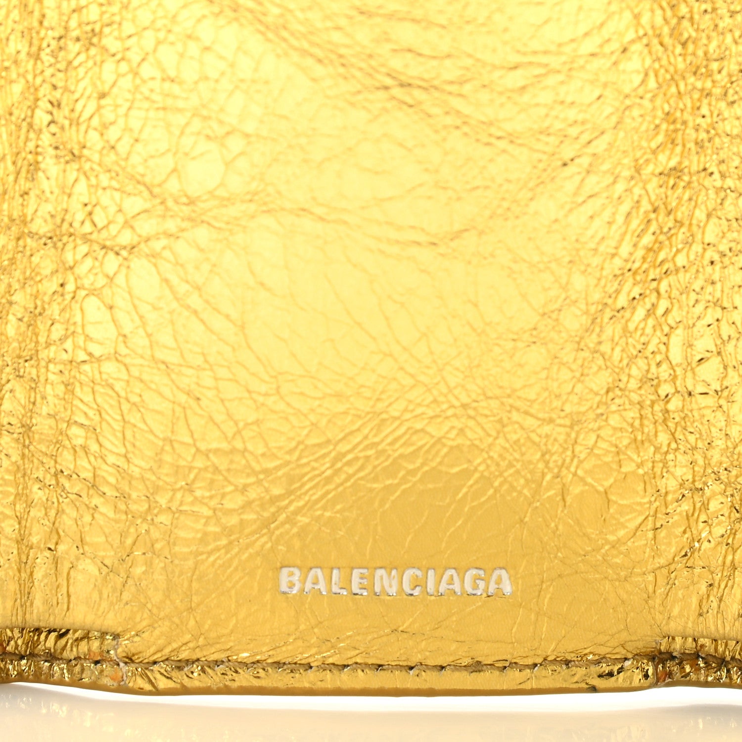 Balenciaga Metallic Calfskin Mini Papier Wallet Gold 6 of 8