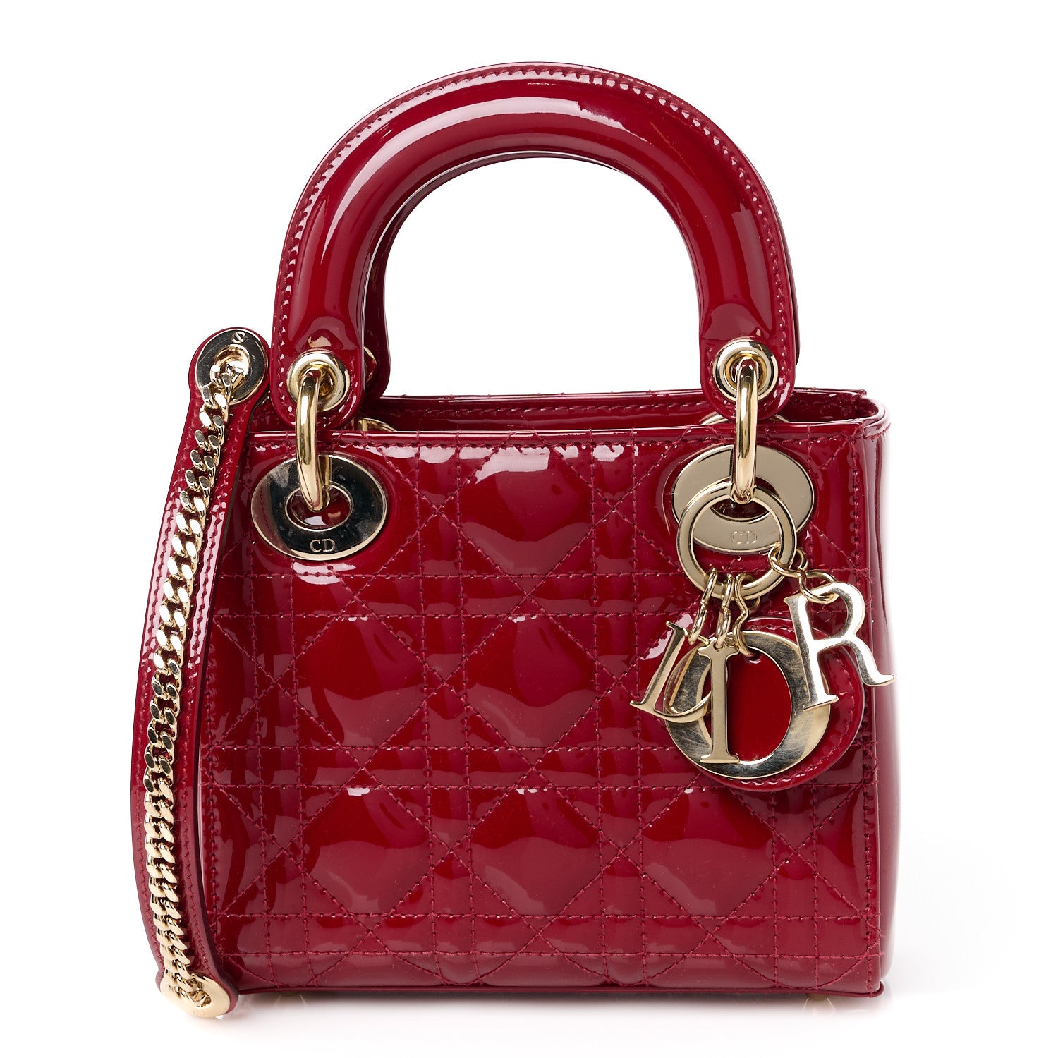 Christian Dior Patent Cannage Mini Lady Dior Red 1 of 10