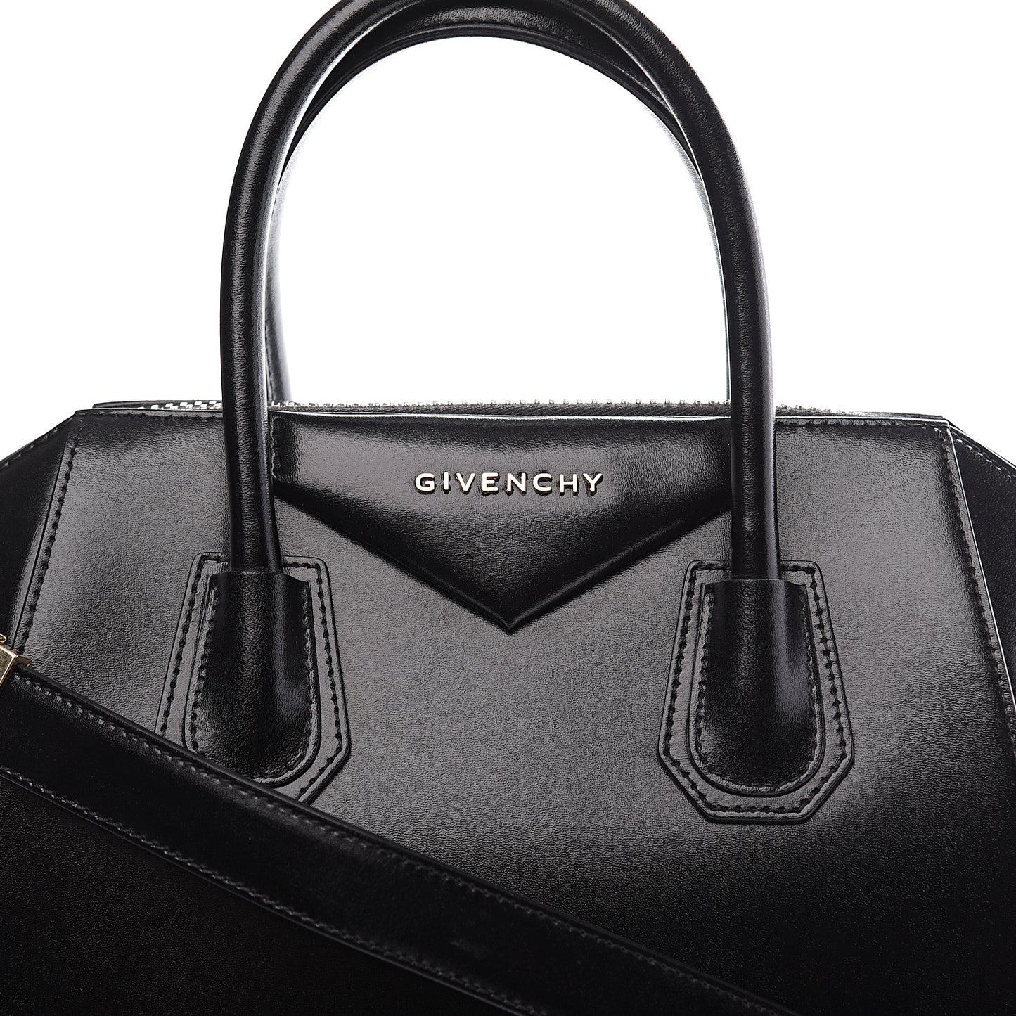 Shiny Lord Calfskin Small Antigona Black