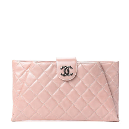 Chanel Glazed Calfskin Quilted Coco Pleats Clutch Light Pink 1 of 11