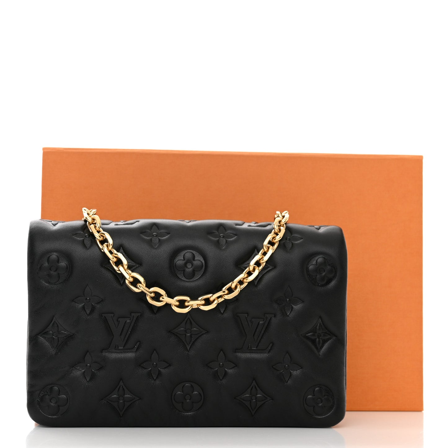 Lambskin Embossed Monogram Pochette Coussin Black
