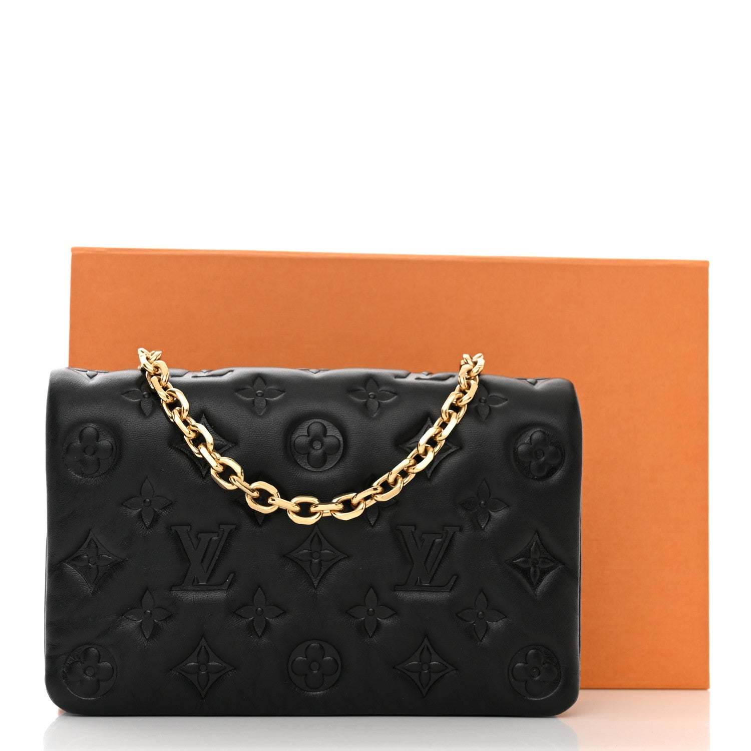 Louis Vuitton Lambskin Embossed Monogram Pochette Coussin Black 11 of 11