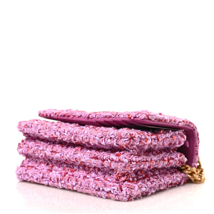 Chanel Tweed Enamel Quilted Pending CC Mini Wallet On Chain WOC Pink Purple 8 of 8