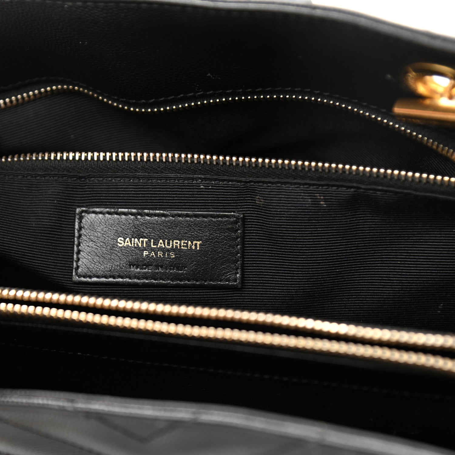 Saint Laurent Grain De Poudre Matelasse Chevron Monogram Shopping Bag Black 6 of 13