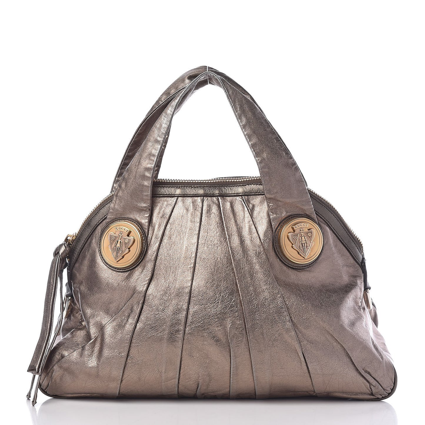 Metallic Calfskin Medium Hysteria Top Handle Bag Gold
