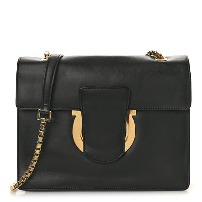 Salvatore Ferragamo Calfskin Thalia Flap Shoulder Bag Black 1 of 9