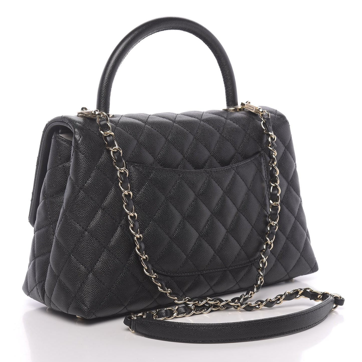 Caviar Quilted Small Coco Handle Flap Black