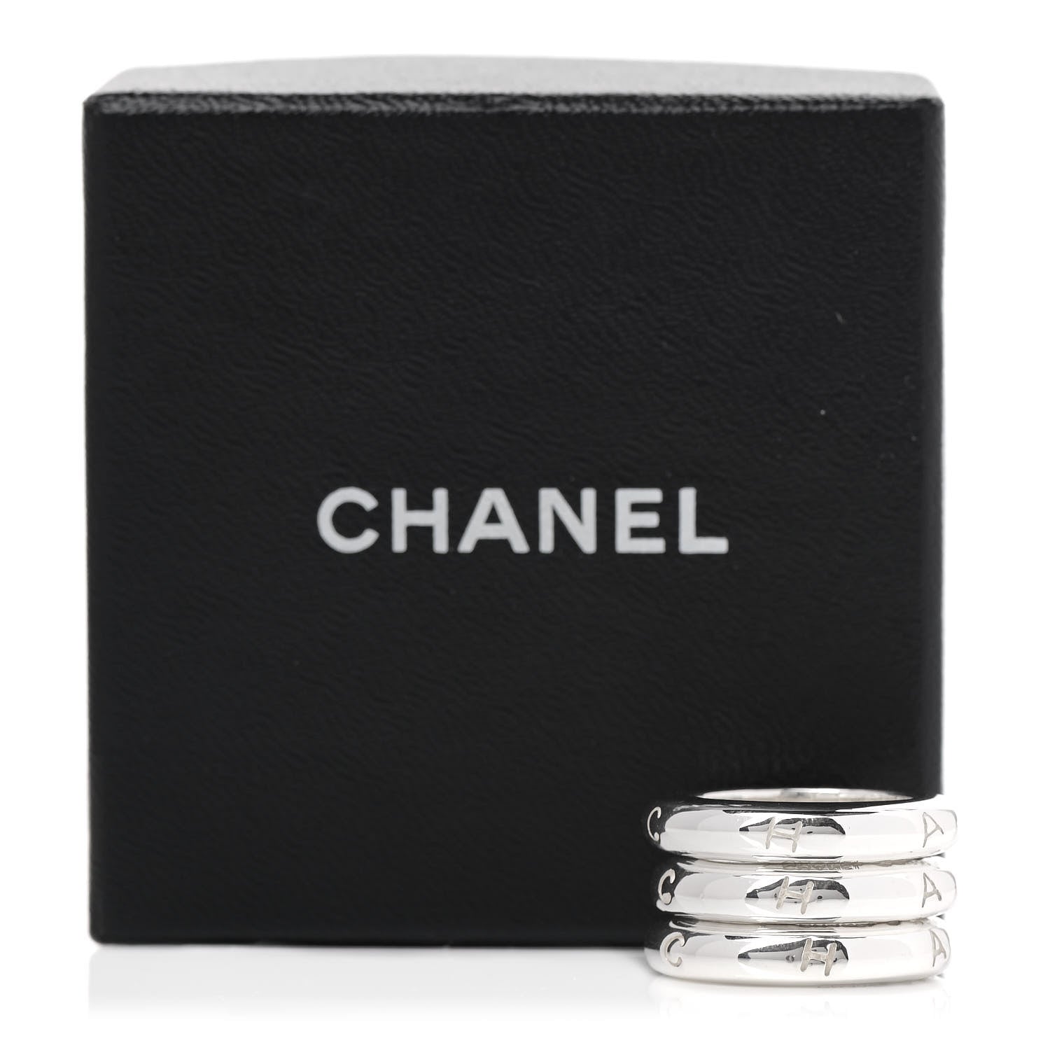 Chanel Sterling Silver Logo Set of 3 Stacking Ring 52 6 6 of 6