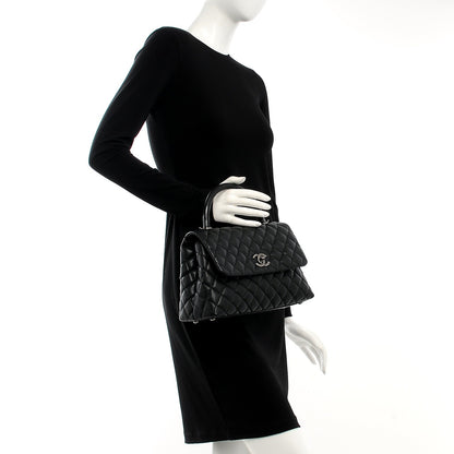 Chanel Caviar Lizard Quilted Small Coco Handle Flap Black 3 of 9
