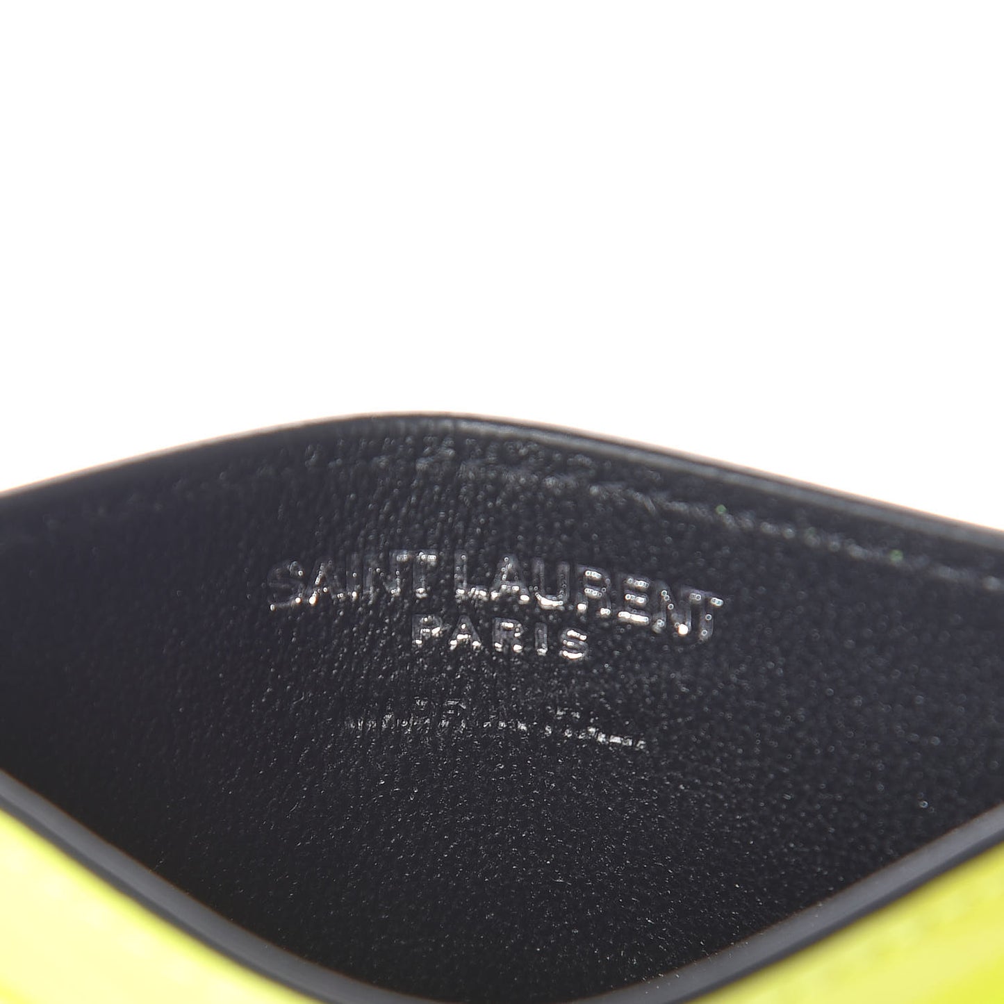 Patent Grain De Poudre Matelasse Chevron Monogram Credit Card Case Neon Yellow