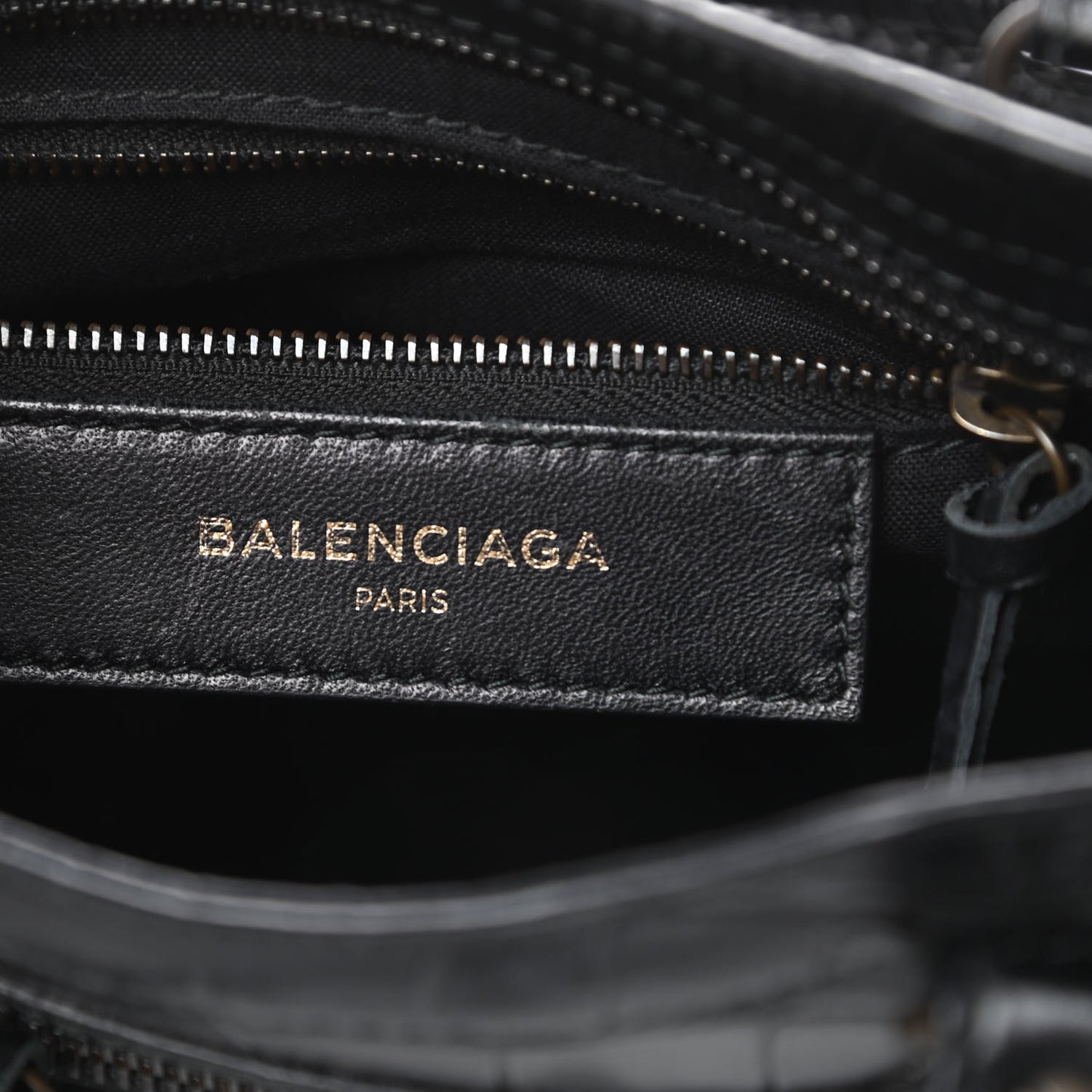 Calfskin Crocodile Embossed Classic Hardware Mini City Black