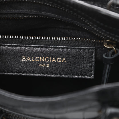 Balenciaga Calfskin Crocodile Embossed Classic Hardware Mini City Black 6 of 10