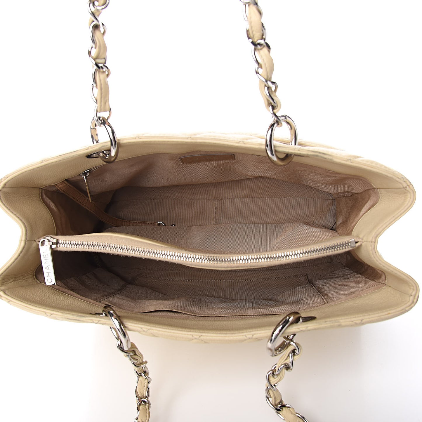 Caviar Quilted Grand Shopping Tote GST Beige Clair