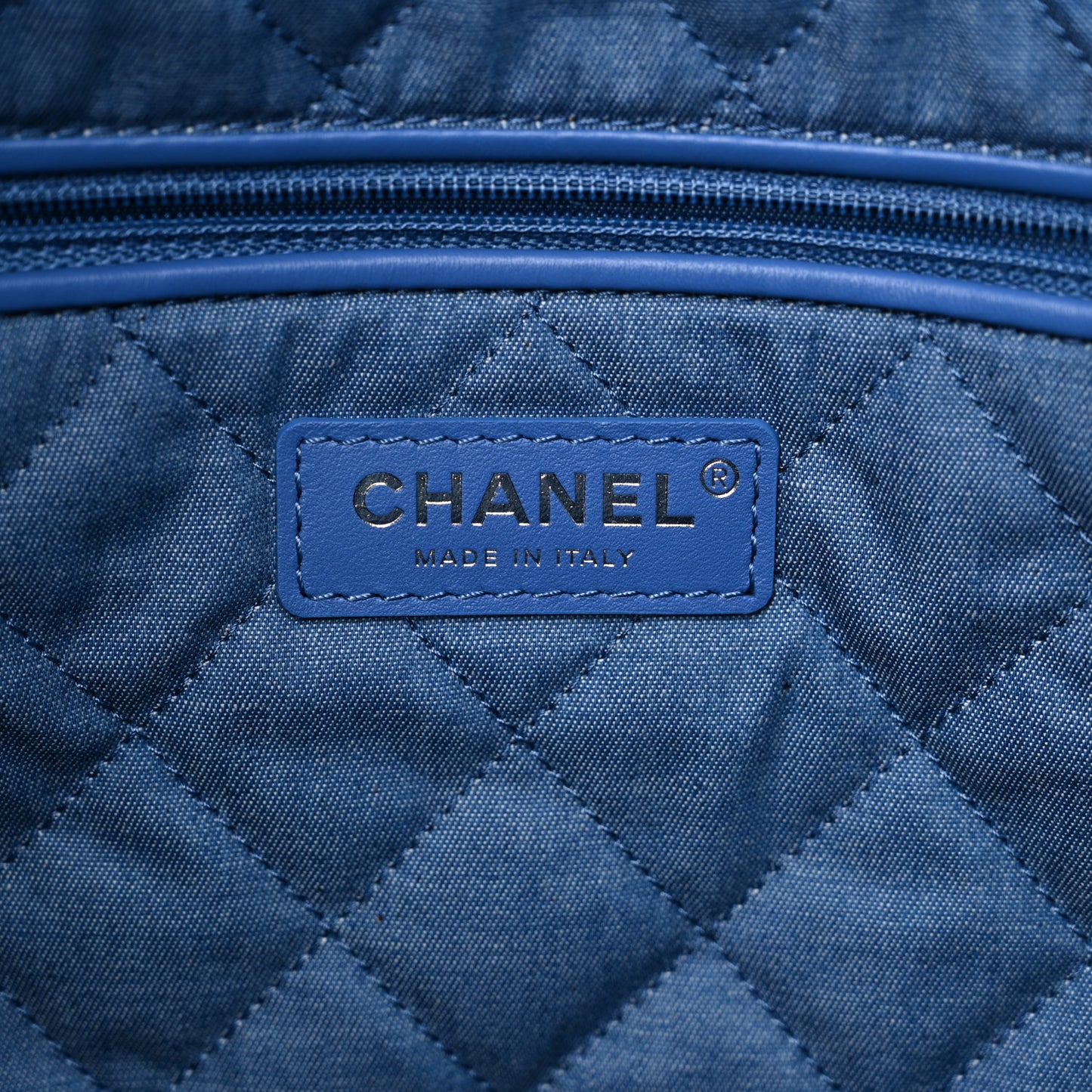 Denim Quilted Chanel 22 Blue