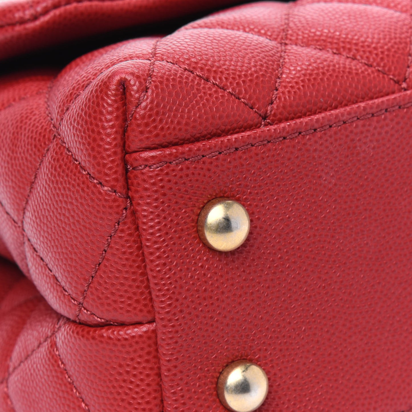 Caviar Lizard Embossed Quilted Mini Coco Handle Flap Red