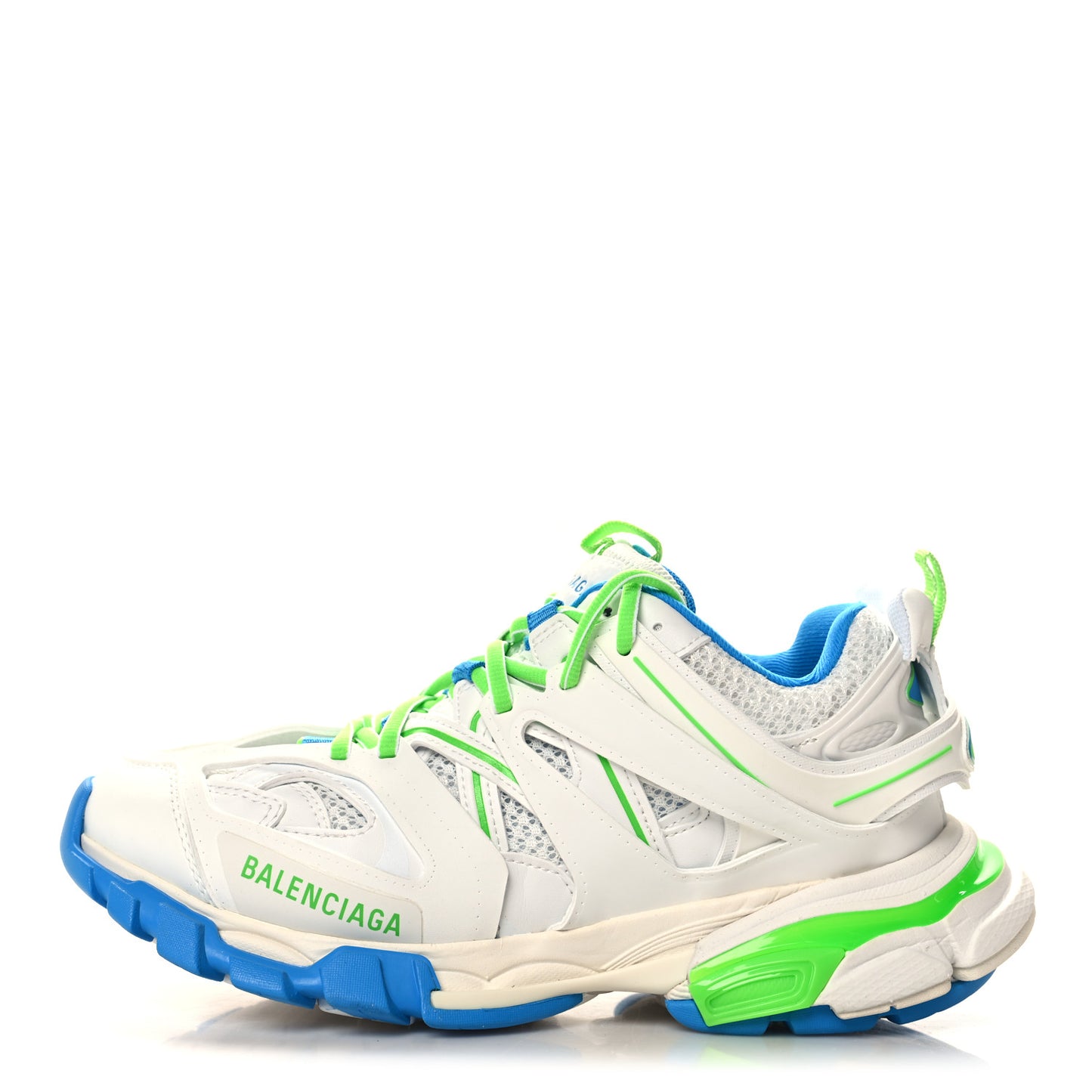 Mesh Rubber Womens Track Sneakers 38 White Green Blue