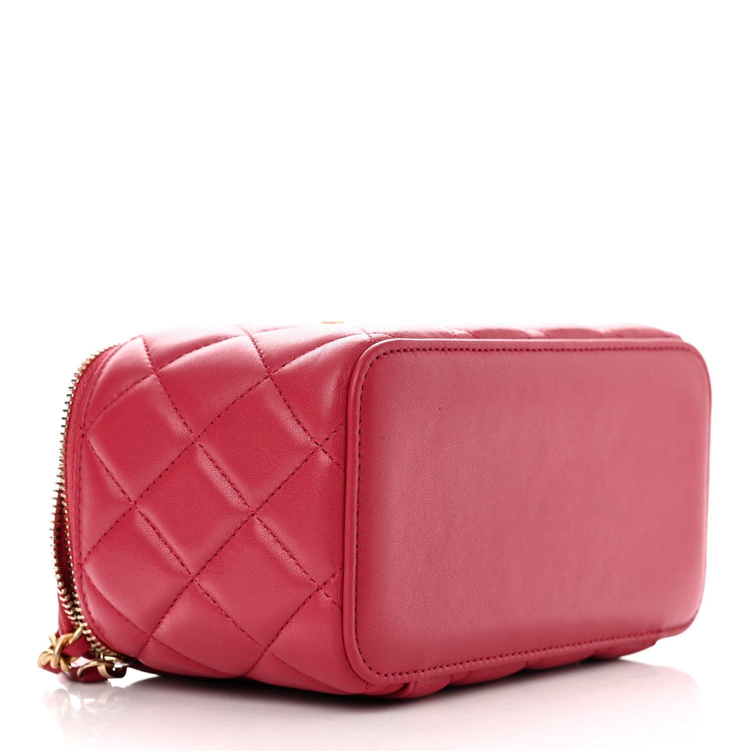Chanel Lambskin Quilted Small Top Handle Vanity Case With Chain Dark Pink 4 of 11