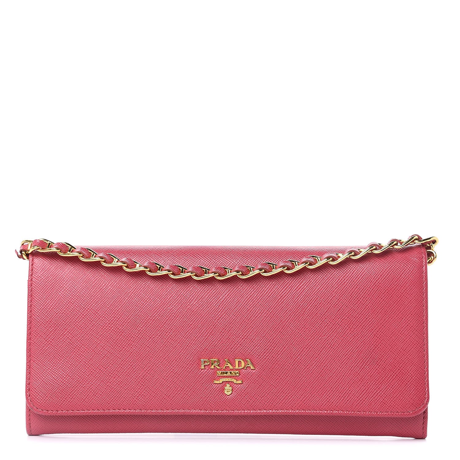 Prada Saffiano Metal Oro Chain Wallet Peonia 1 of 11