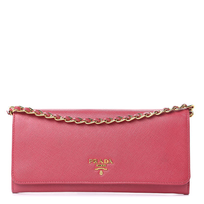 Prada Saffiano Metal Oro Chain Wallet Peonia 1 of 11