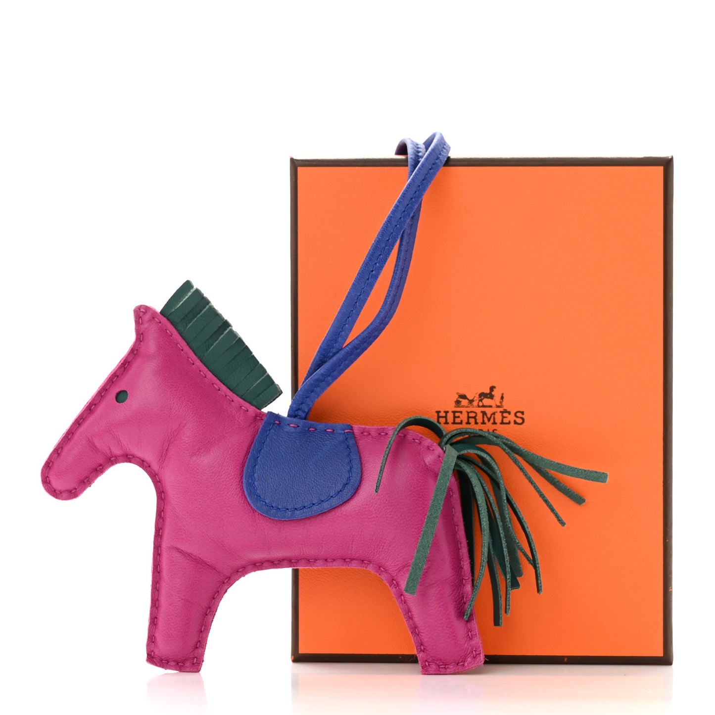 Milo Lambskin Grigri Rodeo Horse Bag Charm MM Rose Pourpre Malachite Bleu Electrique