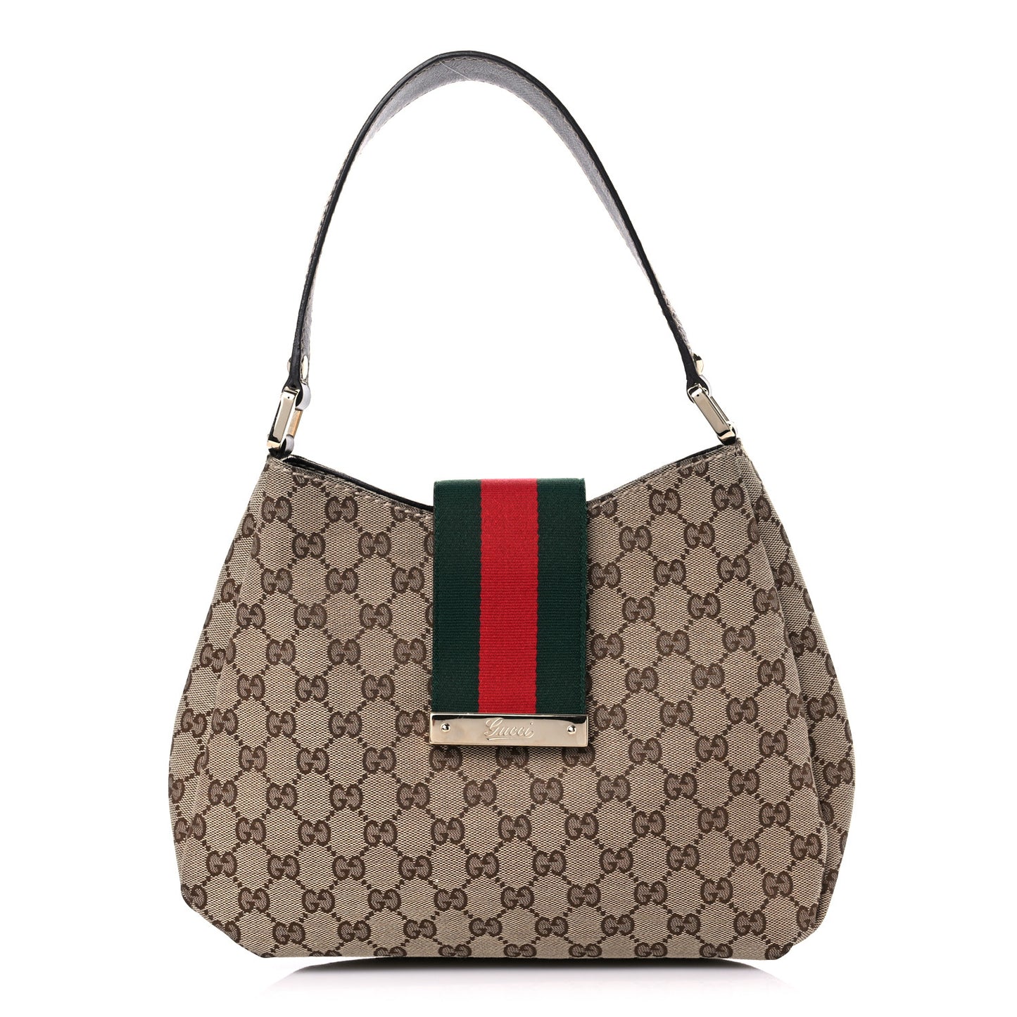 Monogram Medium New Ladies Web Hobo Dark Brown