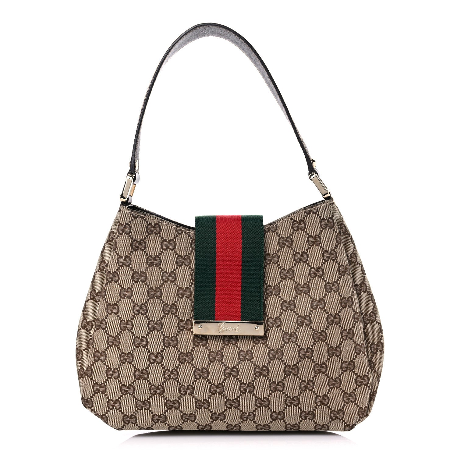 Gucci Monogram Medium New Ladies Web Hobo Dark Brown 1 of 10