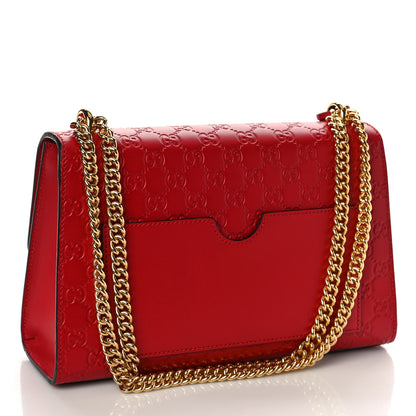 Gucci Guccissima Medium Padlock Shoulder Bag Hibiscus Red 3 of 9