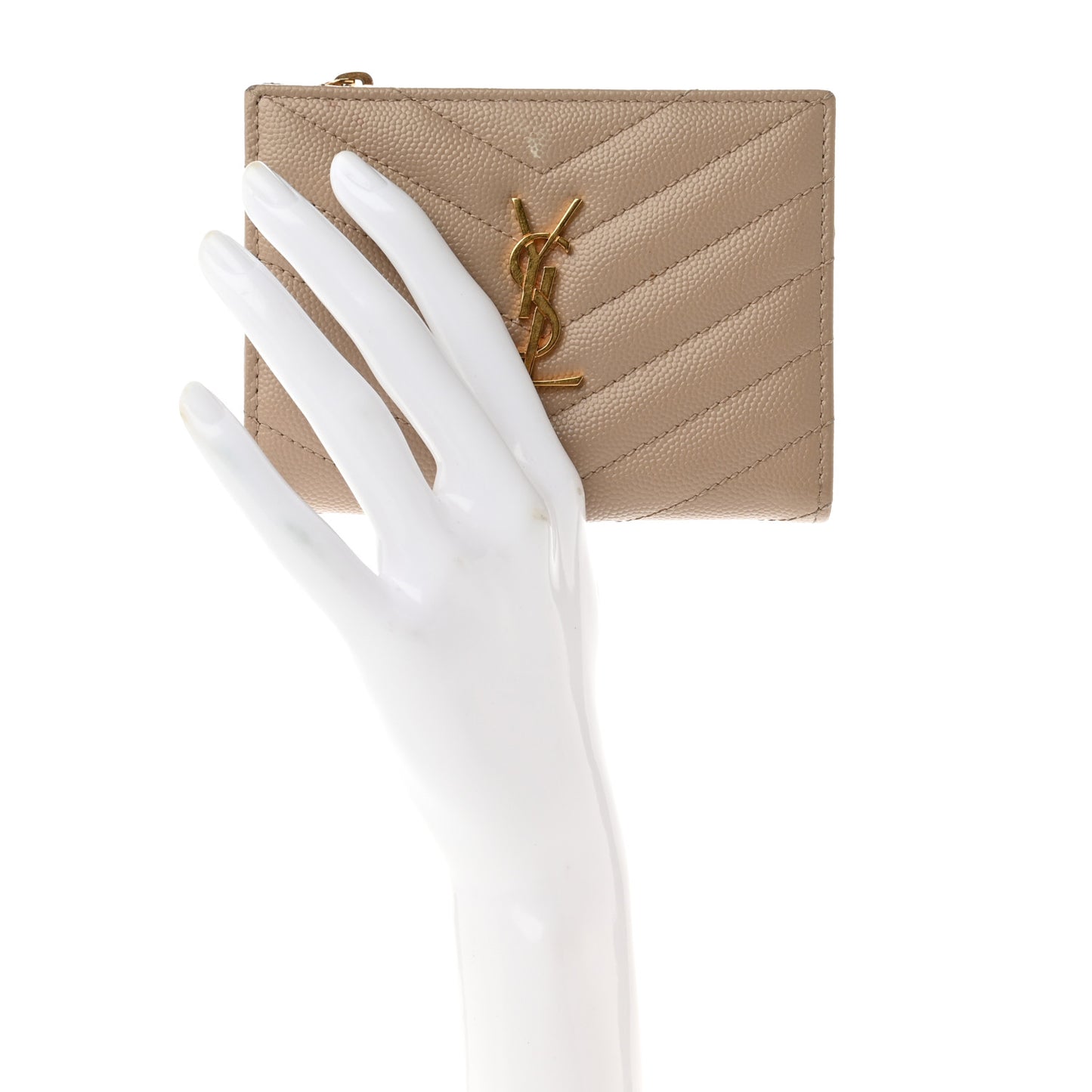 Grain De Poudre Matelasse Chevron Monogram Zipped Card Case Nude Powder