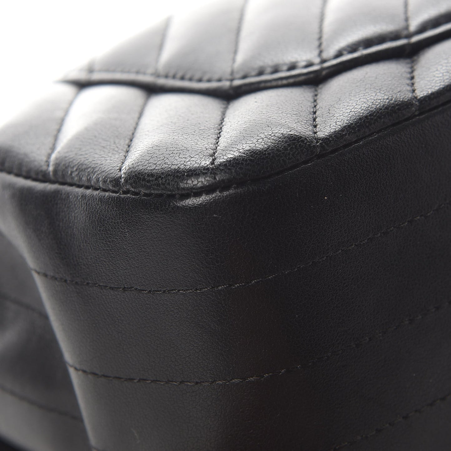 Lambskin Chevron Quilted Mini Rectangular Flap Black