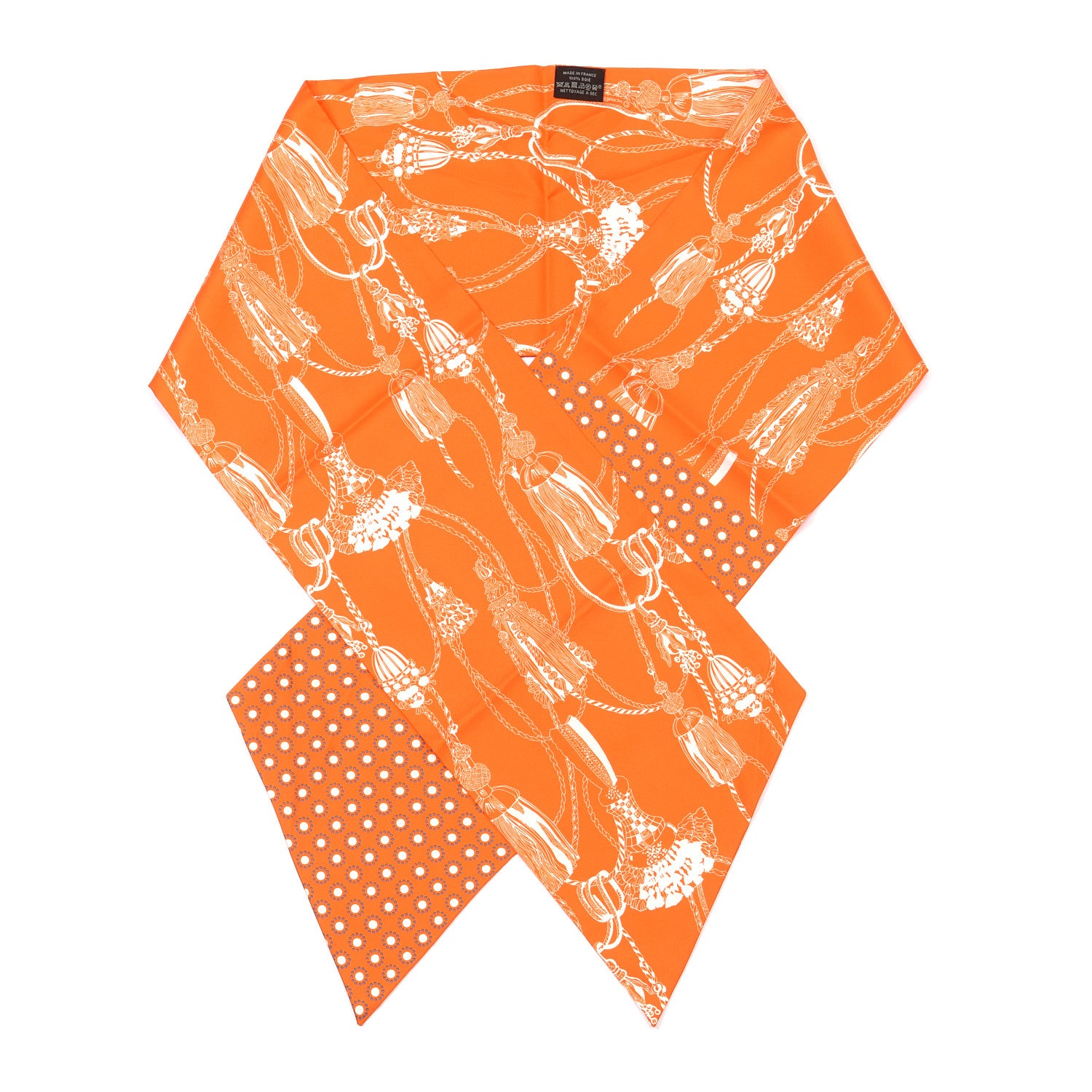 Hermes Silk Passementerie Maxi Twilly Cut Orange White Bleu Gitane 1 of 4