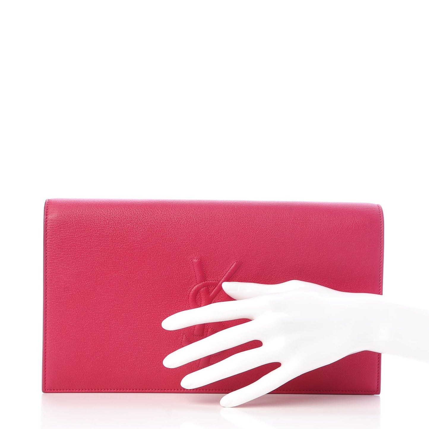 Calfskin Monogram Large Belle De Jour Clutch Lipstick Fuchsia