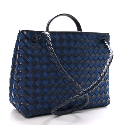 Bottega Veneta Nappa Intrecciato Denim Medium Andiamo Shoulder Bag Abyss Indigo 3 of 10