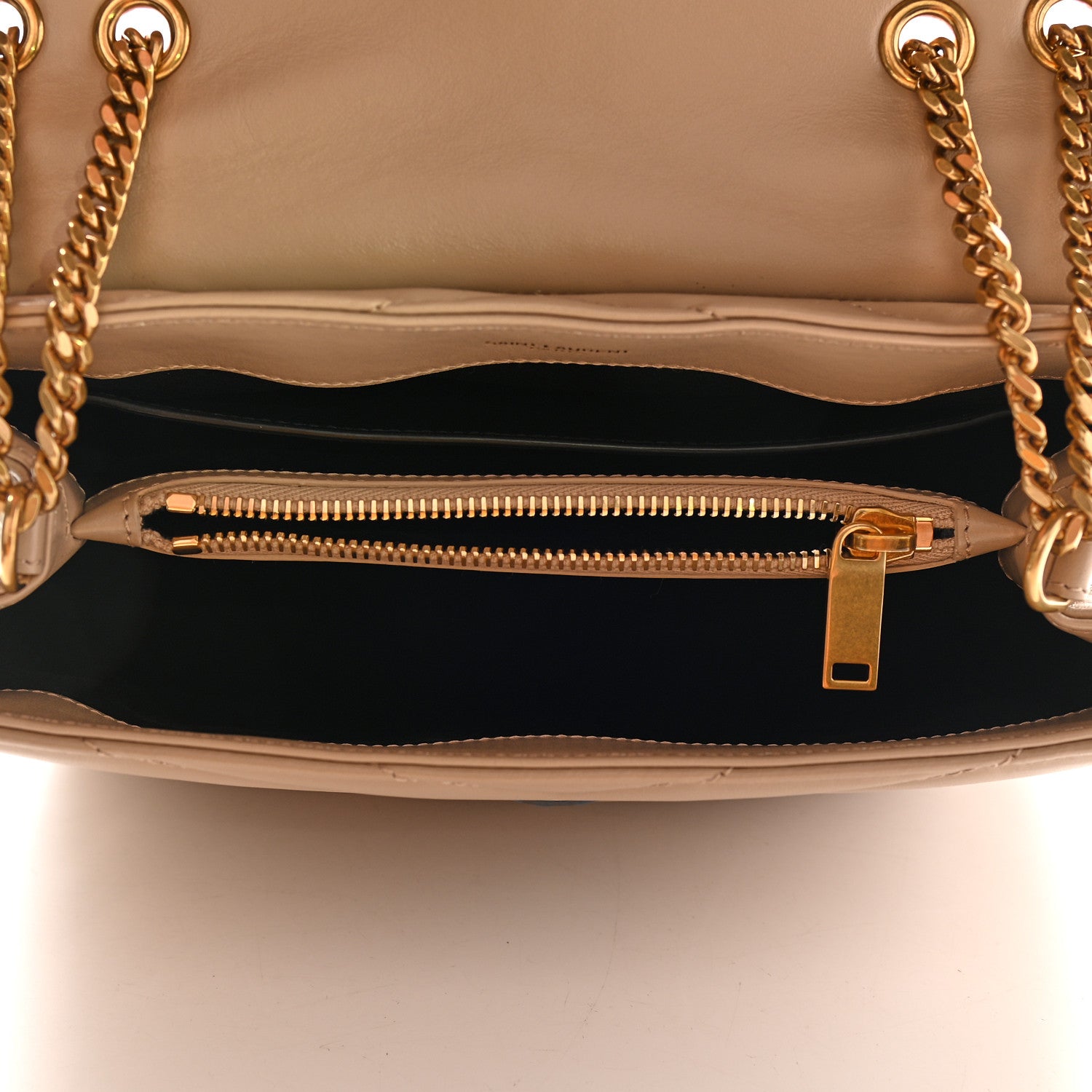 Saint Laurent Calfskin Y Quilted Monogram Small Loulou Chain Satchel Dark Beige 5 of 9