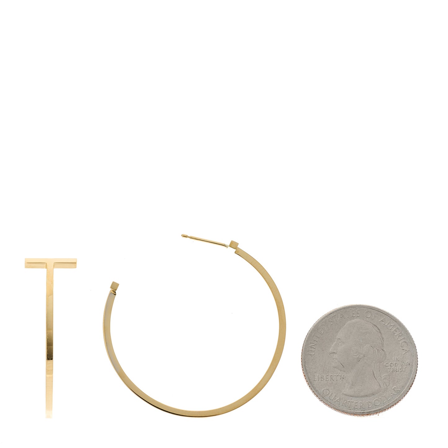 18K Yellow Gold Extra Large T Wire Hoop Earrings