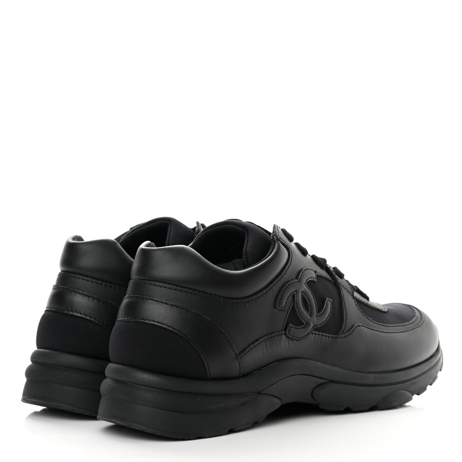 Chanel Fabric Calfskin Suede Mens CC Uniform Sneakers 41 Black 4 of 10