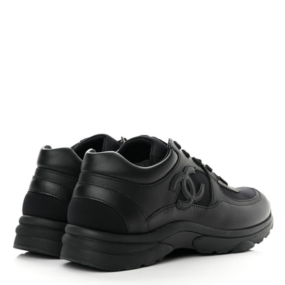 Chanel Fabric Calfskin Suede Mens CC Uniform Sneakers 41 Black 4 of 10